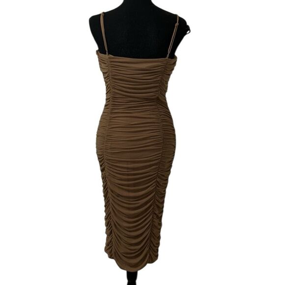 Sage The Label Brown Ruched Bodycon Midi Dress(Size Small) - Picture 4 of 8